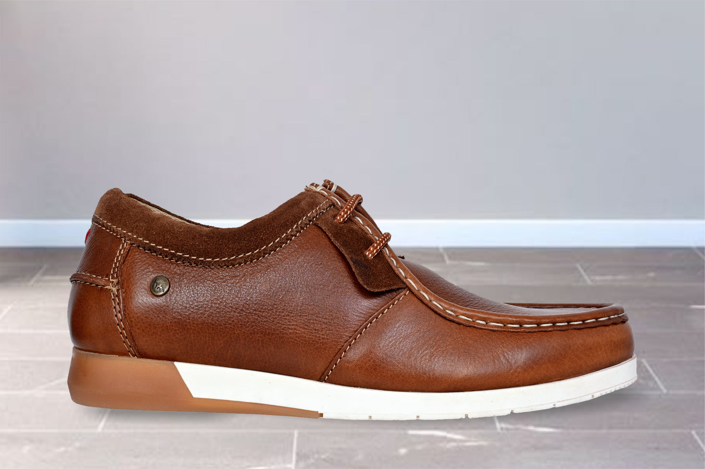 Tan Leather Formal Lace-Up Shoes For Men