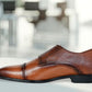 Tan Textured Leather Double Strap Formal Monk Shoes