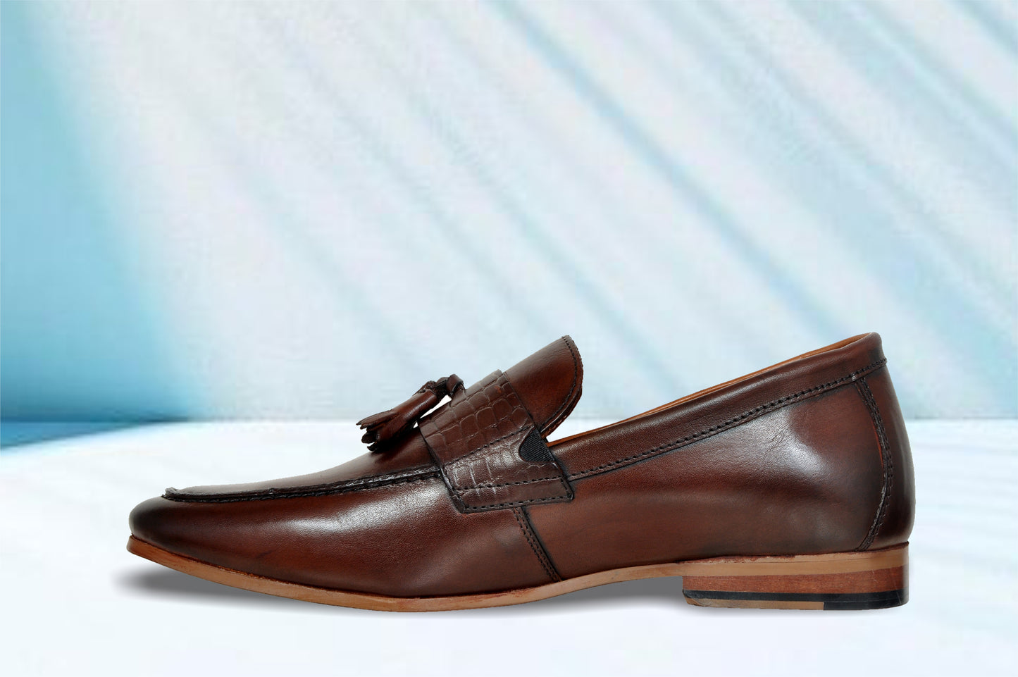 Brown Leather Formal Tassel Loafers