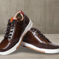 Brown & Red leather Lace-up Sneakers for Men
