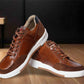 Tan & Navy leather Lace-up Sneakers for Men