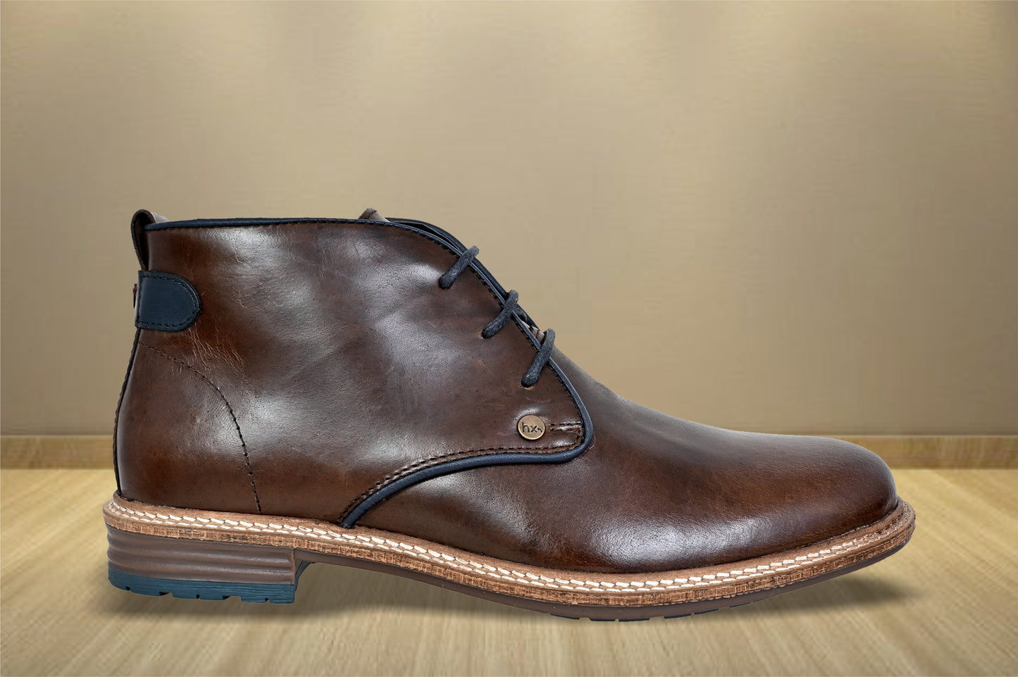 Brown Leather Men Mid Top Boots