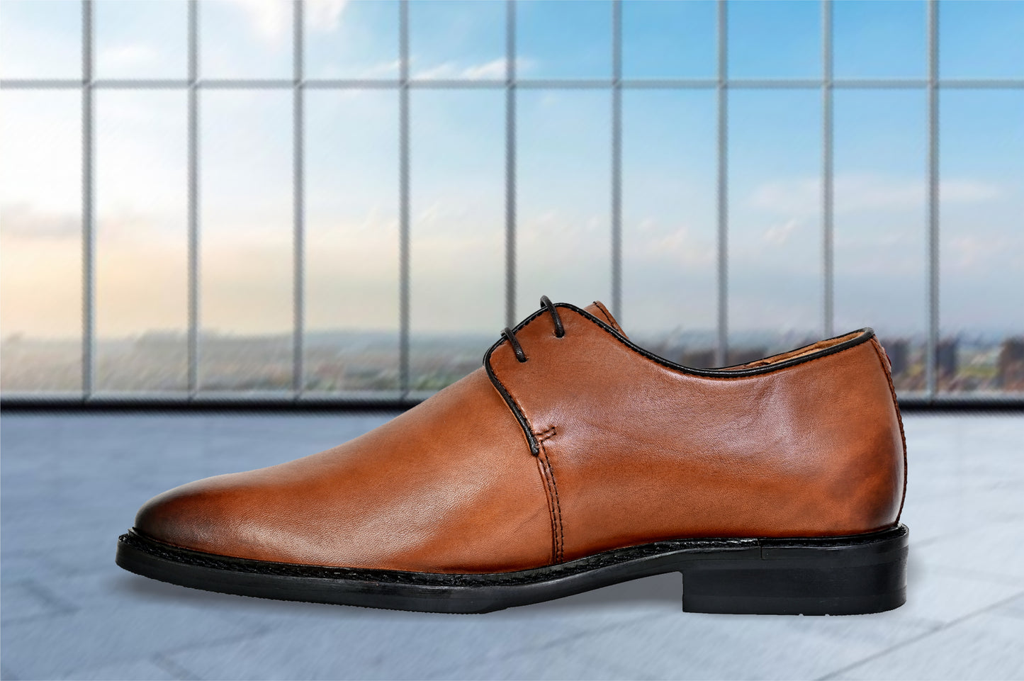 Tan Leather Formal For Men Lace-Up Casual Leather Shoes