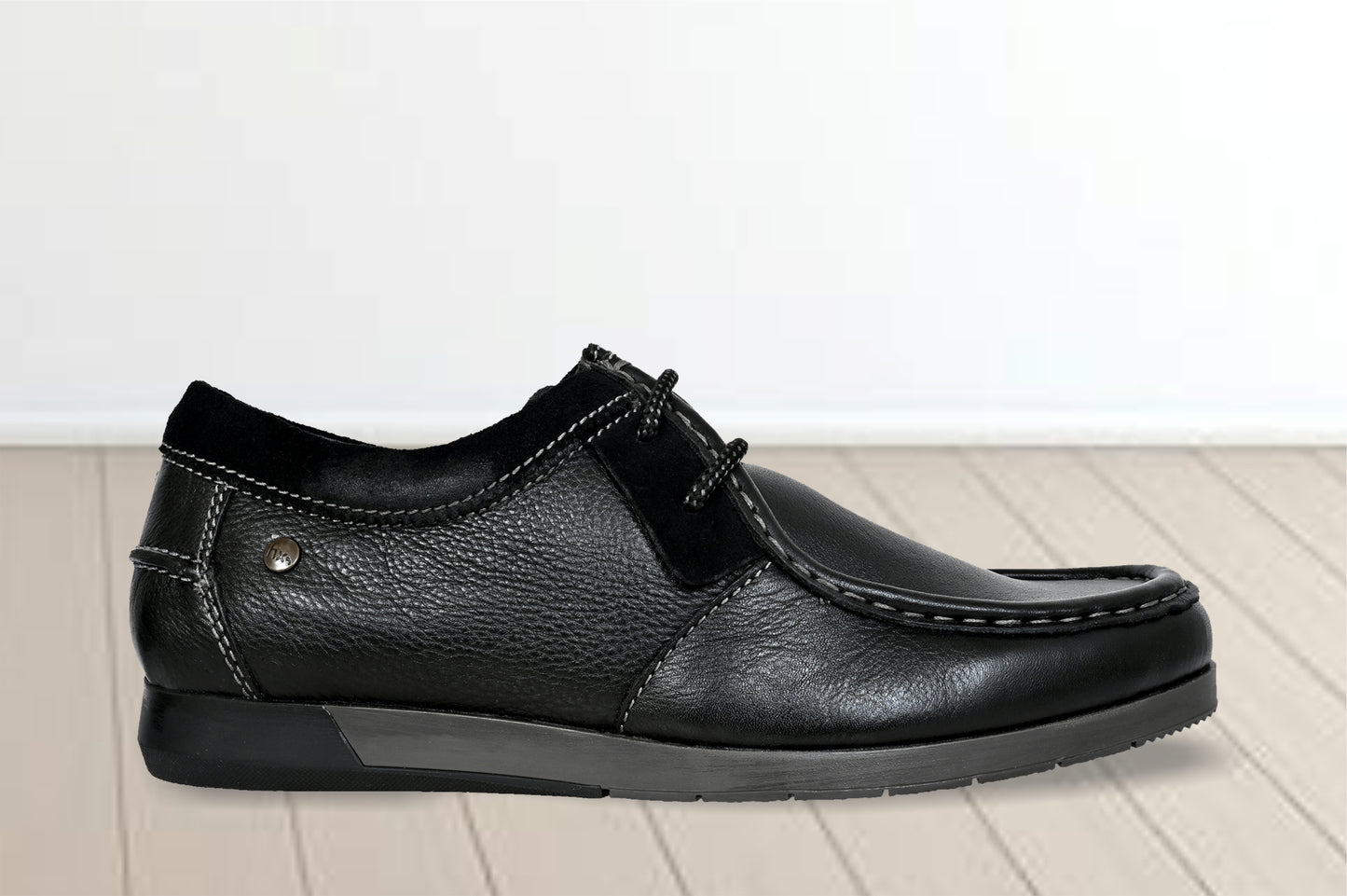 Black Leather Formal Lace-Up Shoes For Men