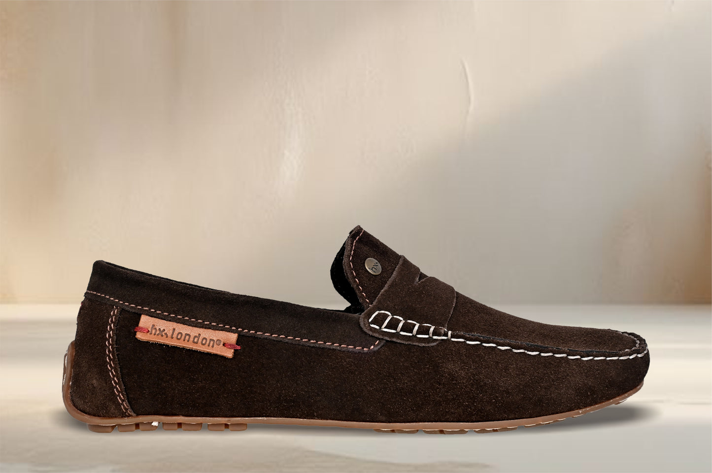 Brown Suede Men's Formal Slip-On Driving Shoes with Memory Foam