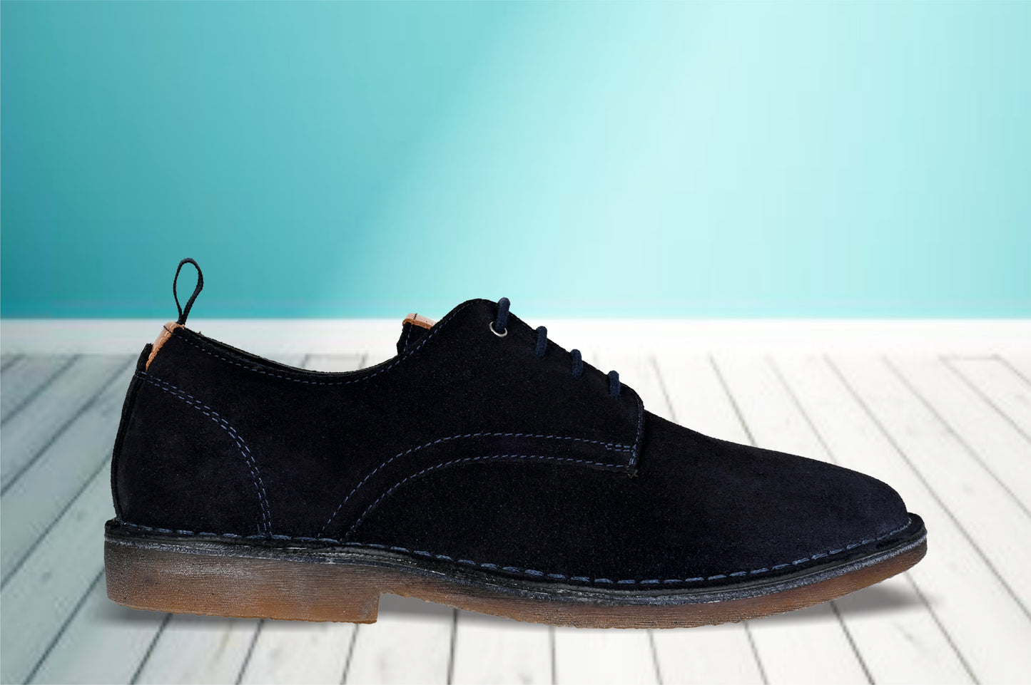 Navy Suede Men's Formal Lace-Up Shoes with Memory Foam Comfort