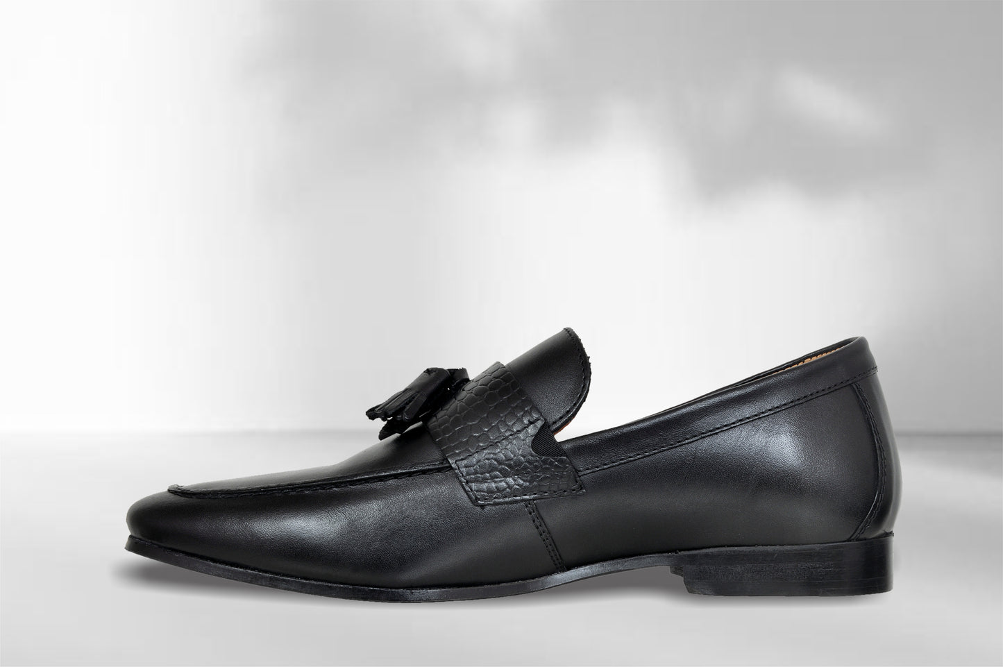 Black Leather Formal Tassel Loafers