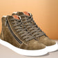 Olive Genuine Suede Leather Ankle Sneakers for Men