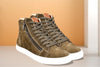 Olive Genuine Suede Leather Ankle Sneakers for Men