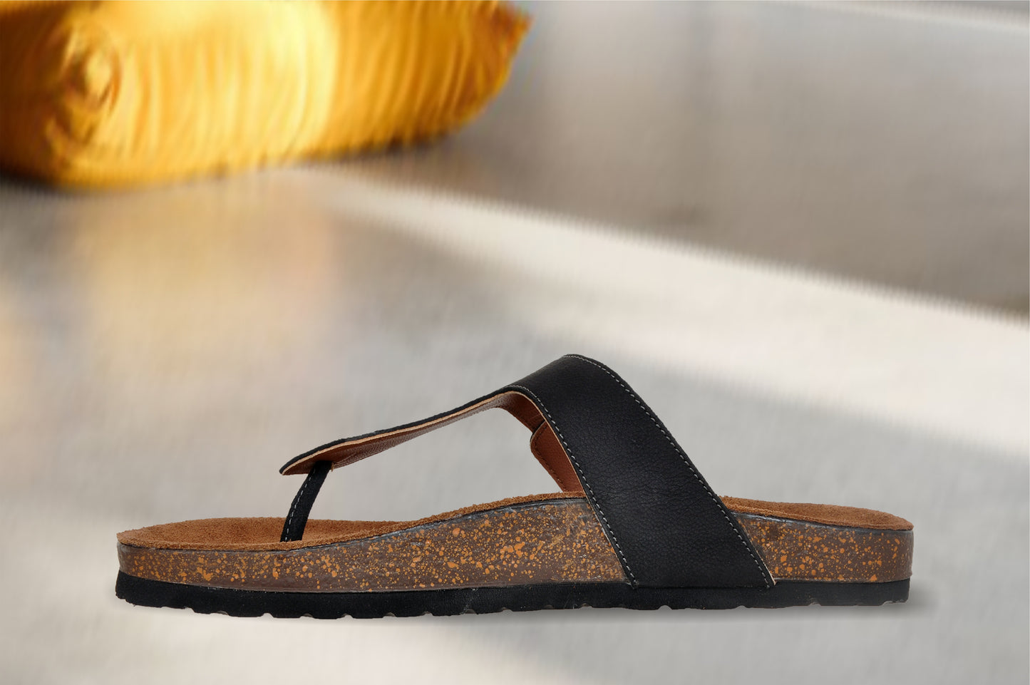 Black Leather Sandal Casual Leather Flats For Men
