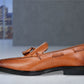 Tan Leather Men Tassel Formal Loafers