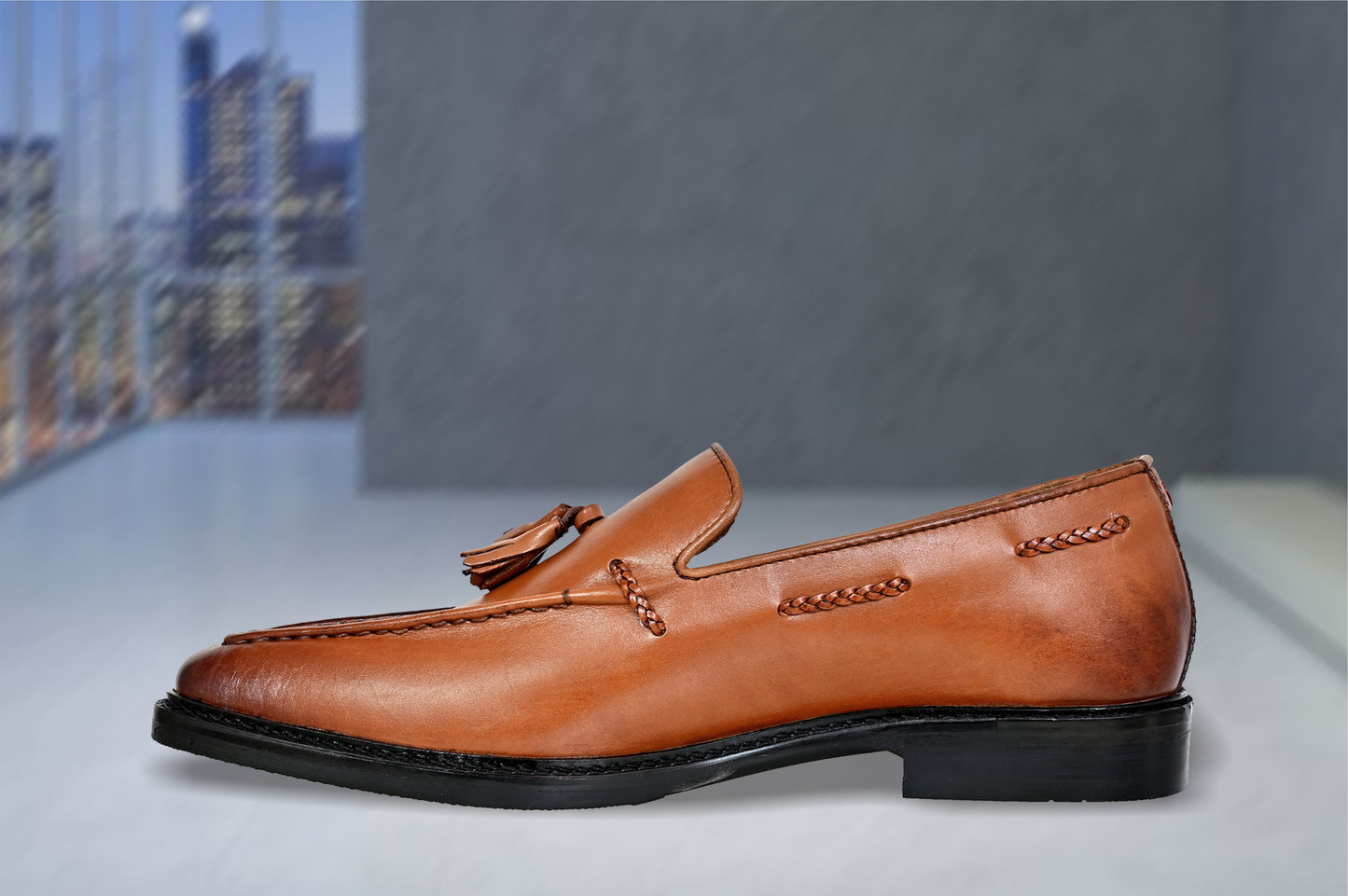 Tan Leather Men Tassel Formal Loafers