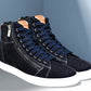 Navy Genuine Suede Leather Ankle Sneakers for Men