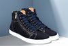 Navy Genuine Suede Leather Ankle Sneakers for Men