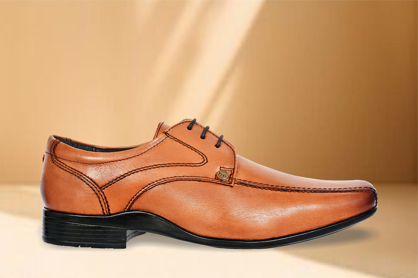 Tan Leather Formal Lace-UP Shoes For Men