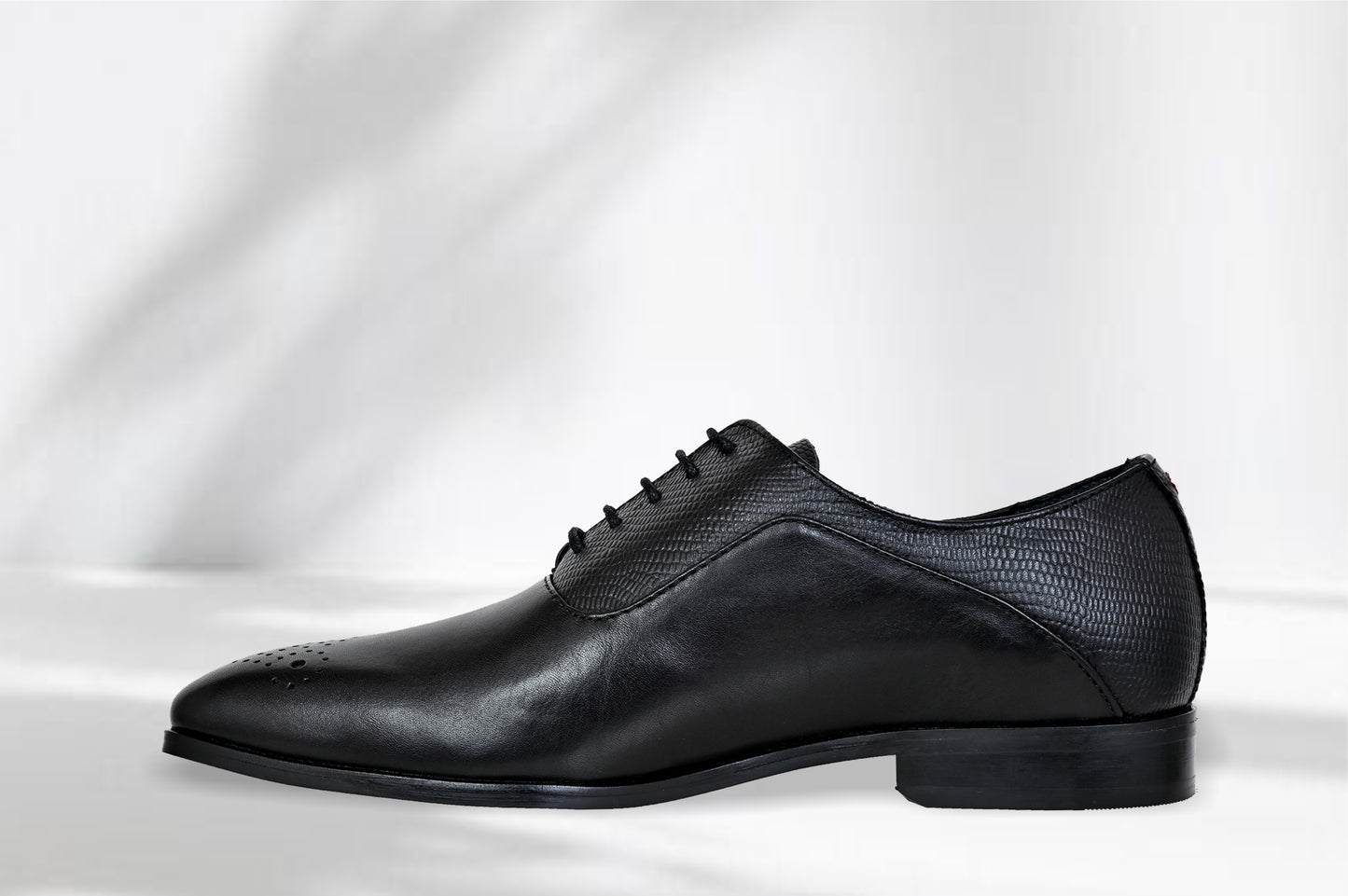 Black Genuine Leather Oxford Classic Formal Lace-Up Shoes For Men