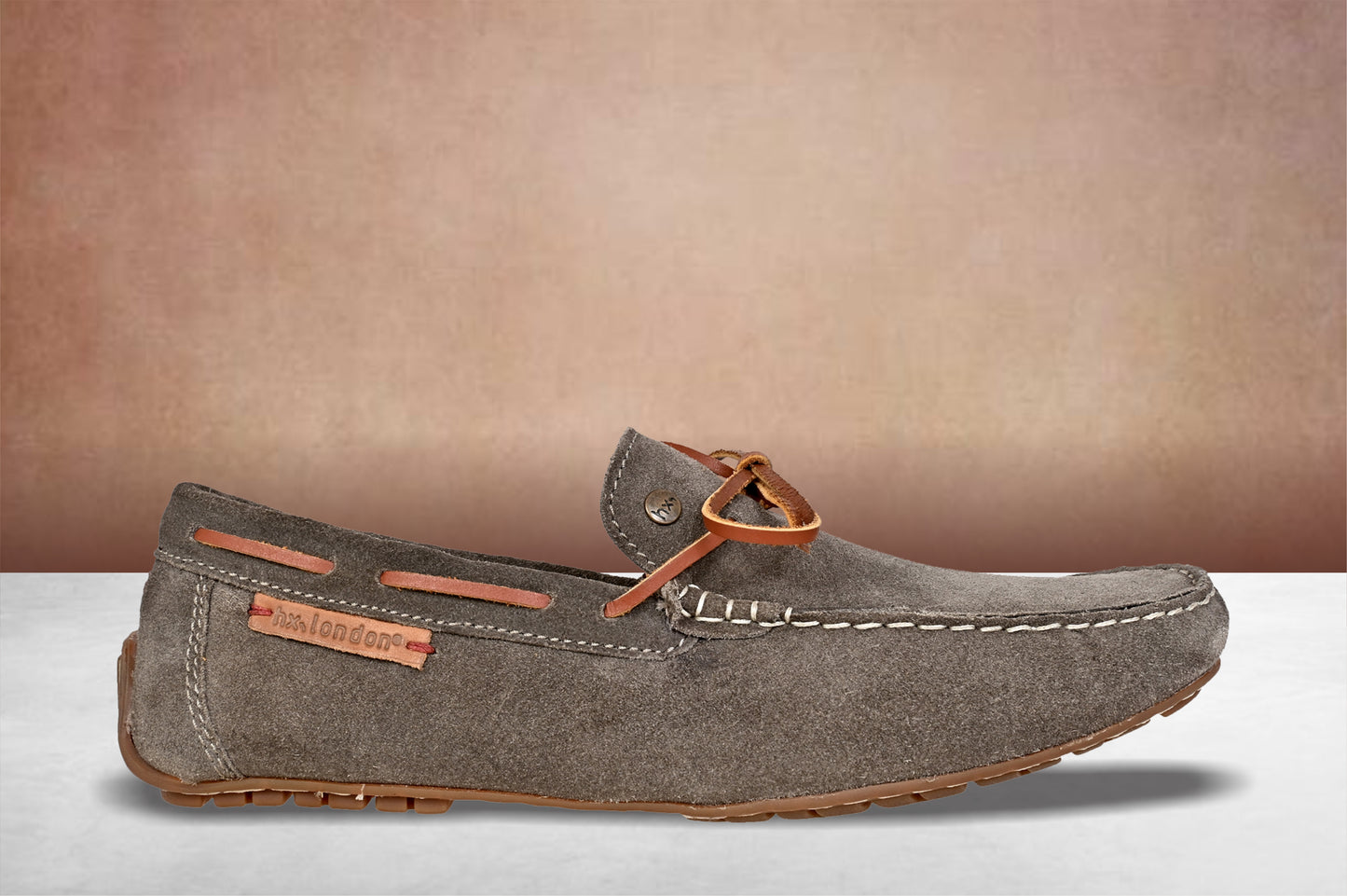 Khaki Suede Lightweight Driving Shoes With Bows