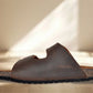 Brown Leather Sandal Slip-on Casual Leather Flats For Men