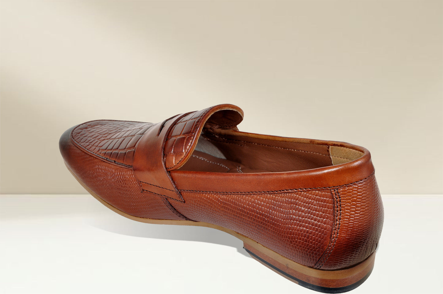 Tan Genuine Leather Textured formal Loafers