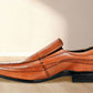 Tan Leather Slip-On Shoes For Men's Formal Pair