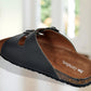 Black Leather Sandal Slip-on Casual Leather Flats For Men