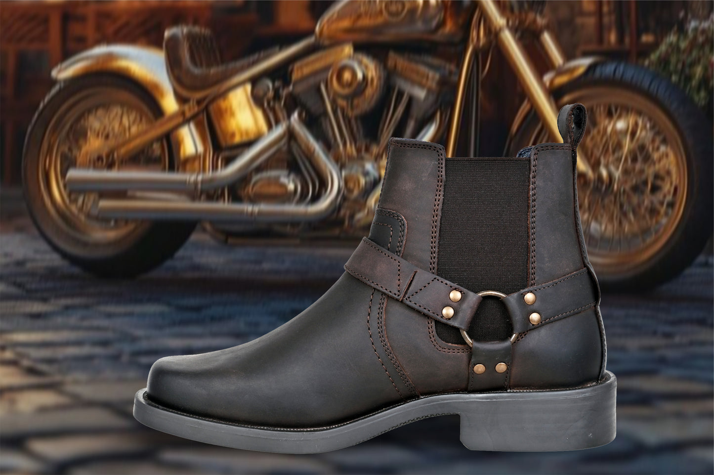 Brown Genuine Leather Riding Boots For Men