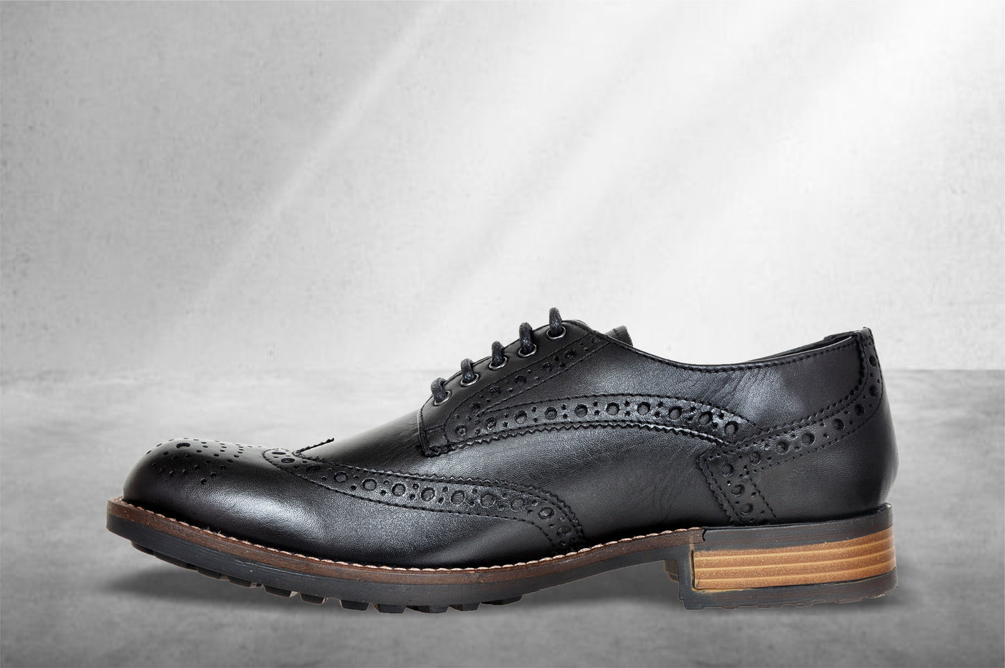 Black Genuine Leather Lace-Up Shoes For Men