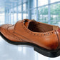 Tan Leather Brogues Single Strap Formal Monk Shoes