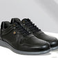 Black Leather Men Perforations Round Toe Lightweight Sneaker