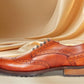 Tan Genuine Leather Lace-Up Shoes For Men