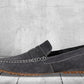 Dark Grey Suede Men's Formal Slip-On Driving Shoes with Memory Foam