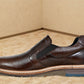 Brown Leather Textured Formal Slip-On Shoes