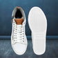 White Genuine Leather Ankle Sneakers for Men