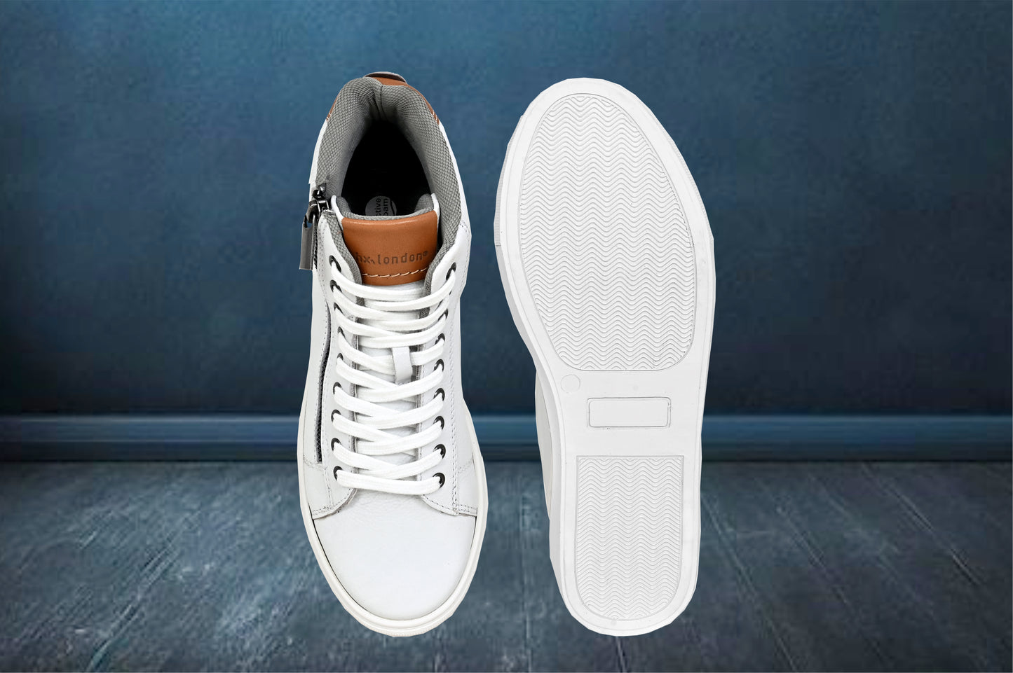 White Genuine Leather Ankle Sneakers for Men