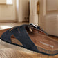 Navy Suede Slip-on Sandal Casual Flats  For Men