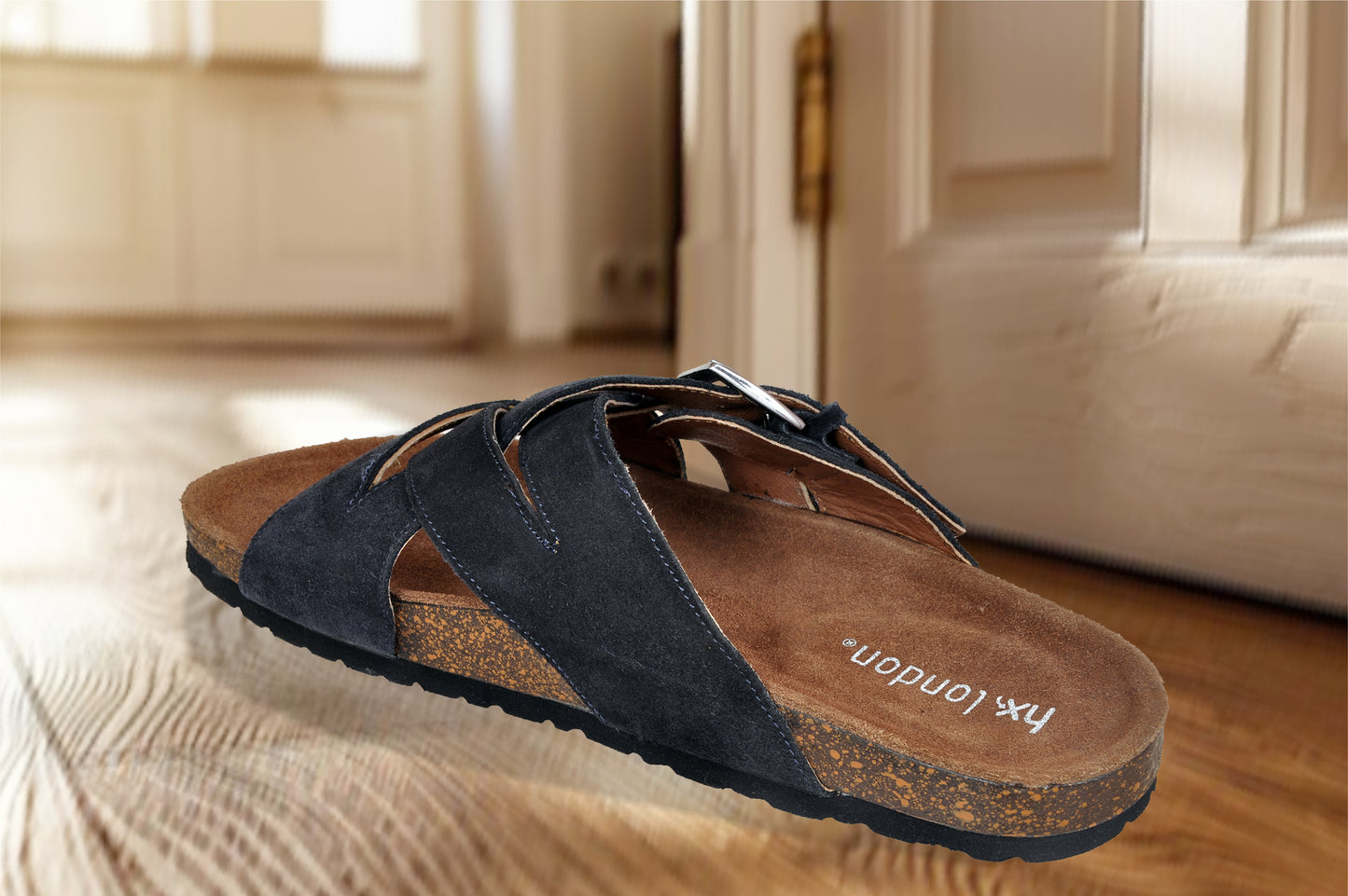 Navy Suede Slip-on Sandal Casual Flats  For Men