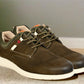 Olive Leather Men Round Toe Lightweight Nubuck Sneakers