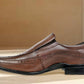 Brown Leather Slip-On Shoes For Men's Formal Pair