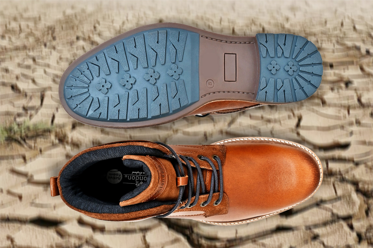 Tan Leather Textured Mid Top Biker Boots