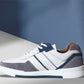 White & Grey leather Lace-up Sneakers for Men