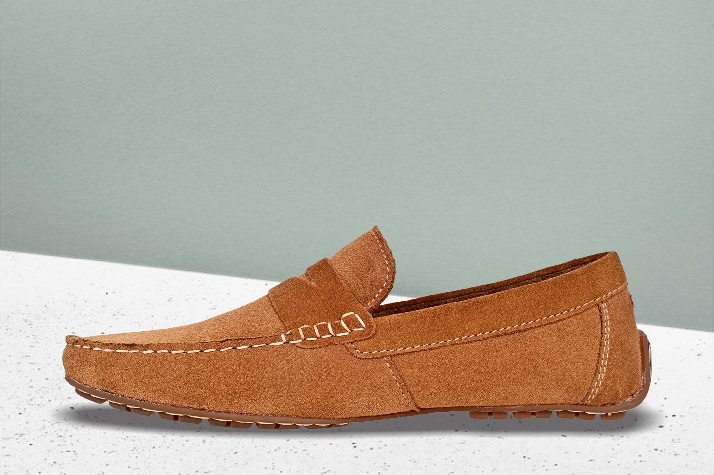 Camel Suede Men's Formal Slip-On Driving Shoes with Memory Foam