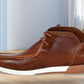 Tan Leather Formal Lace-Up Chuckka Boots For Men