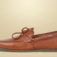 Tan Leather Lightweight Driving Shoes With Bows