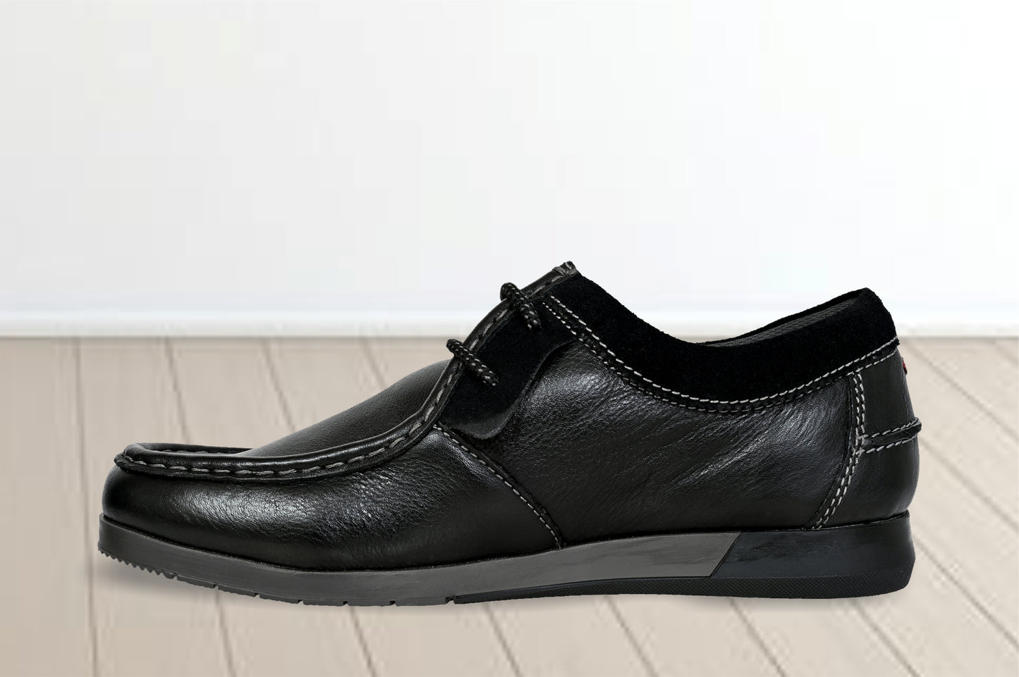 Black Leather Formal Lace-Up Shoes For Men