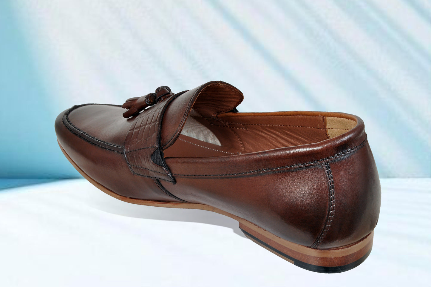 Brown Leather Formal Tassel Loafers