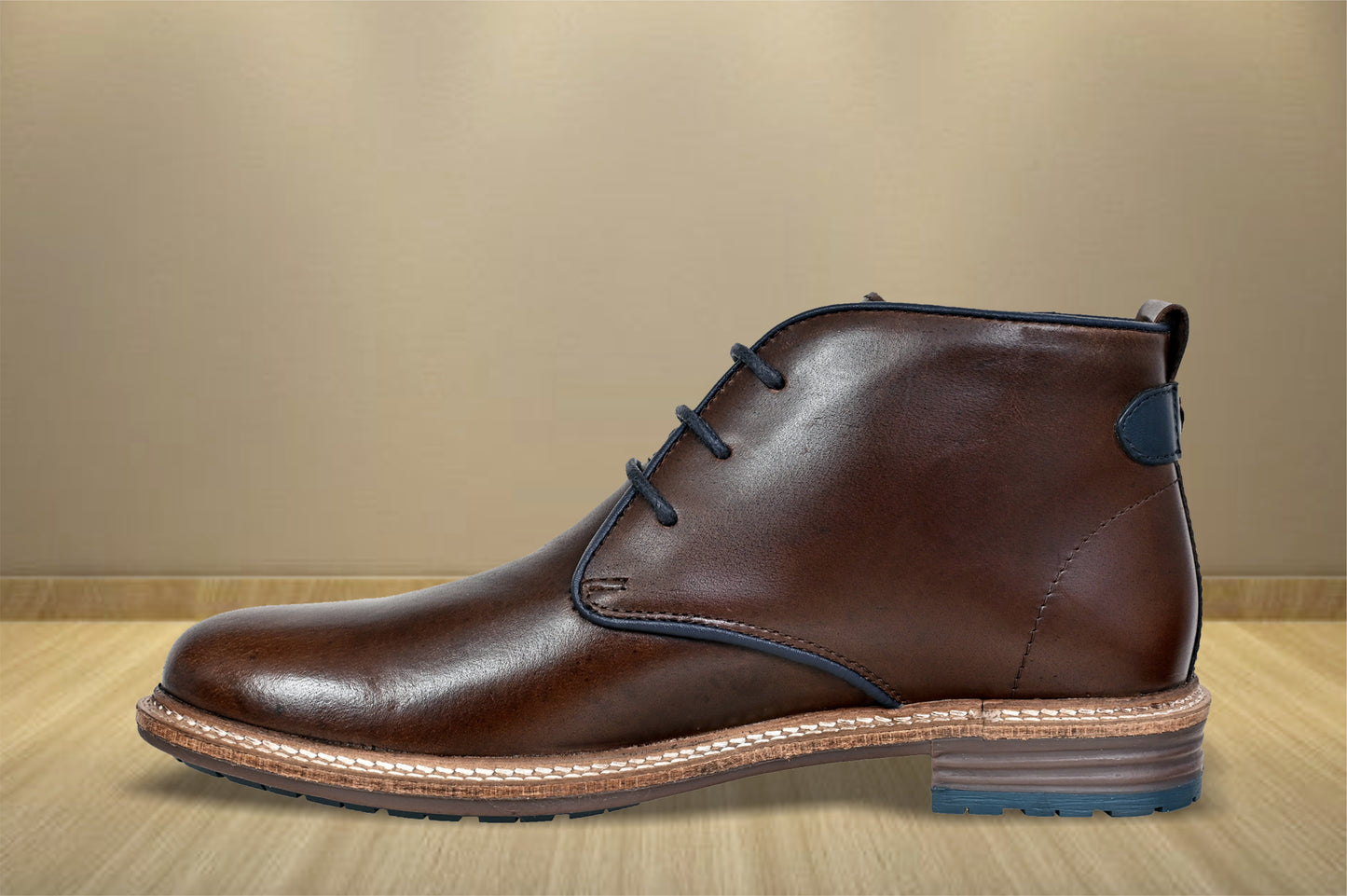 Brown Leather Men Mid Top Boots