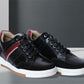 Black & Red leather Lace-up Sneakers for Men