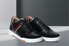 Black & Red leather Lace-up Sneakers for Men
