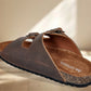 Brown Leather Sandal Slip-on Casual Leather Flats For Men