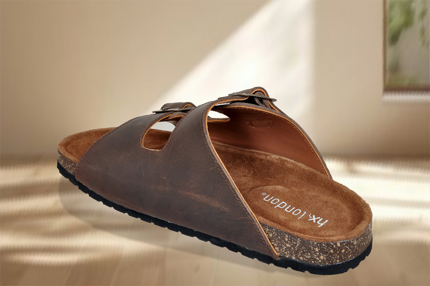 Brown Leather Sandal Slip-on Casual Leather Flats For Men
